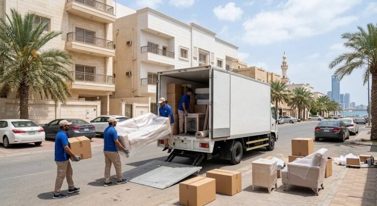 أثاث وصناديق مغلفة باحترافية وأمان وجاهزة للنقل ضمن خدمات نقل عفش حي الروضة بالرياض لضمان الحفاظ على الممتلكات وتوفير تجربة مريحة.