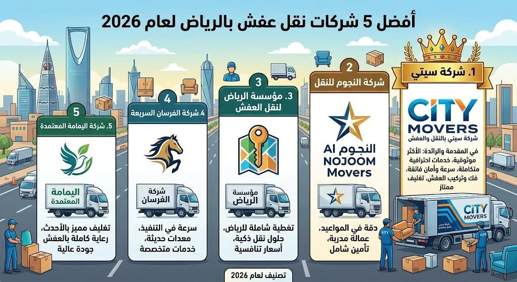 أفضل 5 شركات نقل عفش بالرياض لعام 2026 - شركة سيتي في المقدمة
